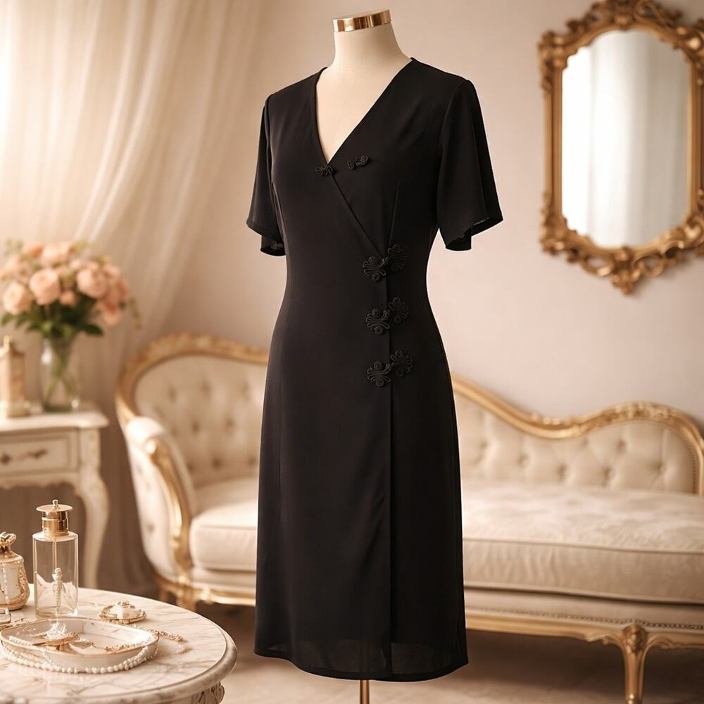 Vintage Plus Size Michael Kors Black Wrapped Sexy Formalwear Dress Dize 3Xl/4XL